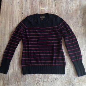 Cashmere sweater navy & fuchsia stripes